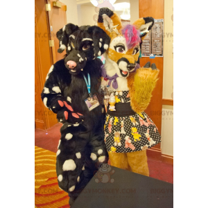 2 BIGGYMONKEY™s colorful yellow and black dog mascots –